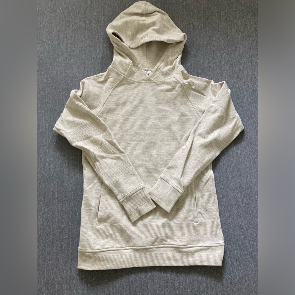 ZYIA Cream Hooded Pullover Sweatshirt Thumbholes Size XS